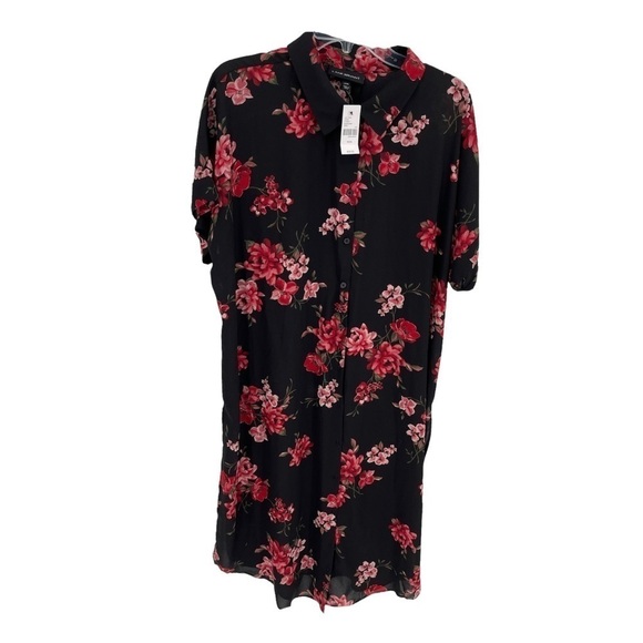 Lane bryant NWT dress/long top black floral Size 14/16 Short Sleeves - Picture 1 of 8